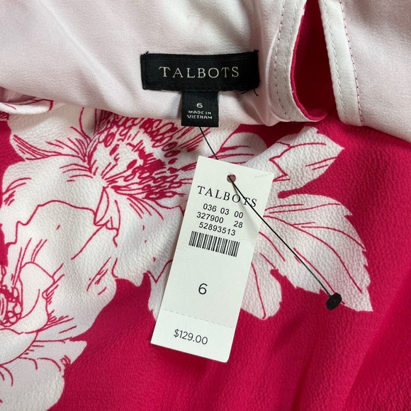 Talbots Women’s Pink Floral Flounce Hem Midi Dress Sleeveless Size 6 NWT - Picture 10 of 15